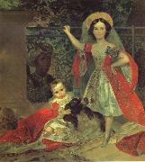 Portrait of the young princesses volkonsky by a moor, Karl Briullov